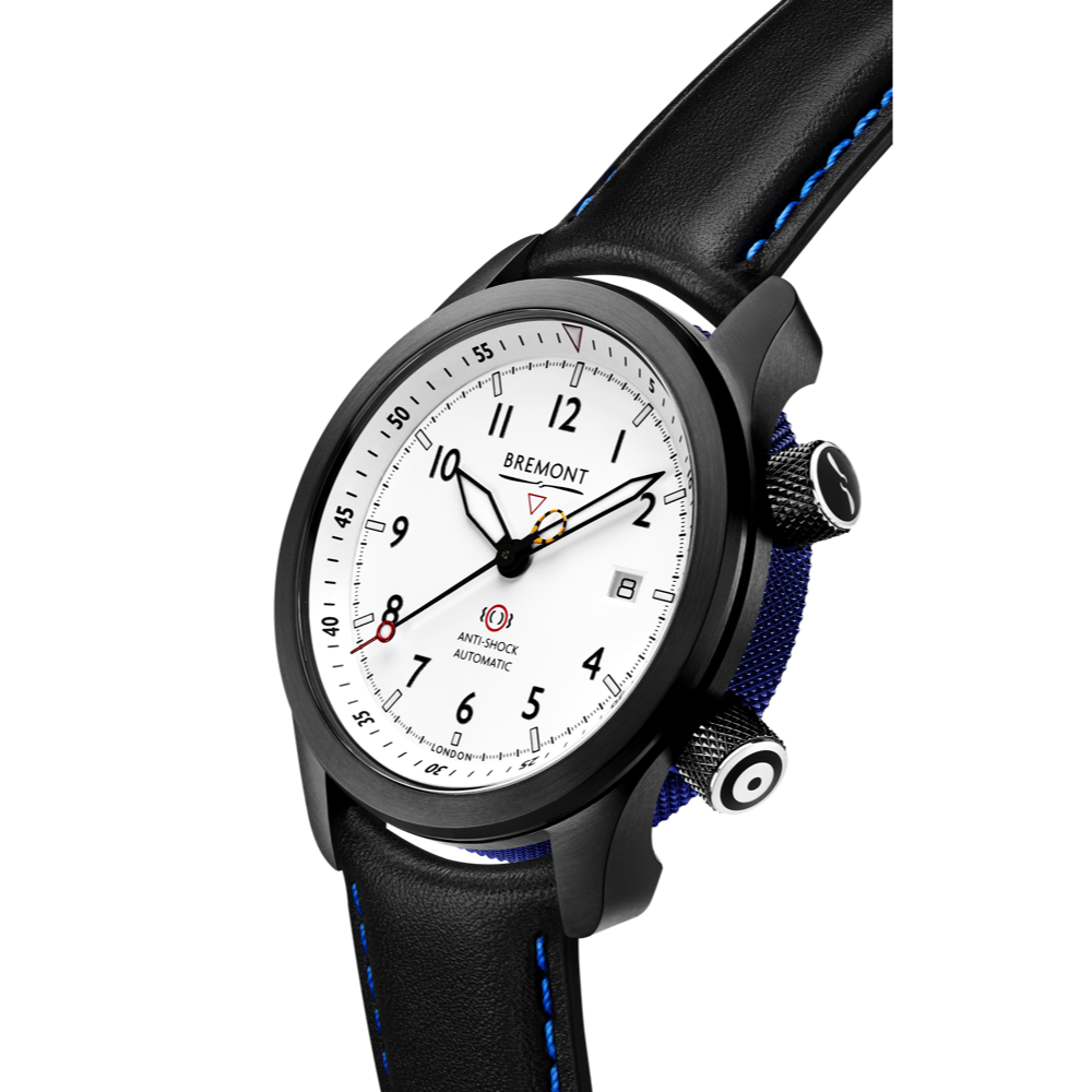 MBII Custom DLC, White Dial with Blue Barrel & Closed Case Back