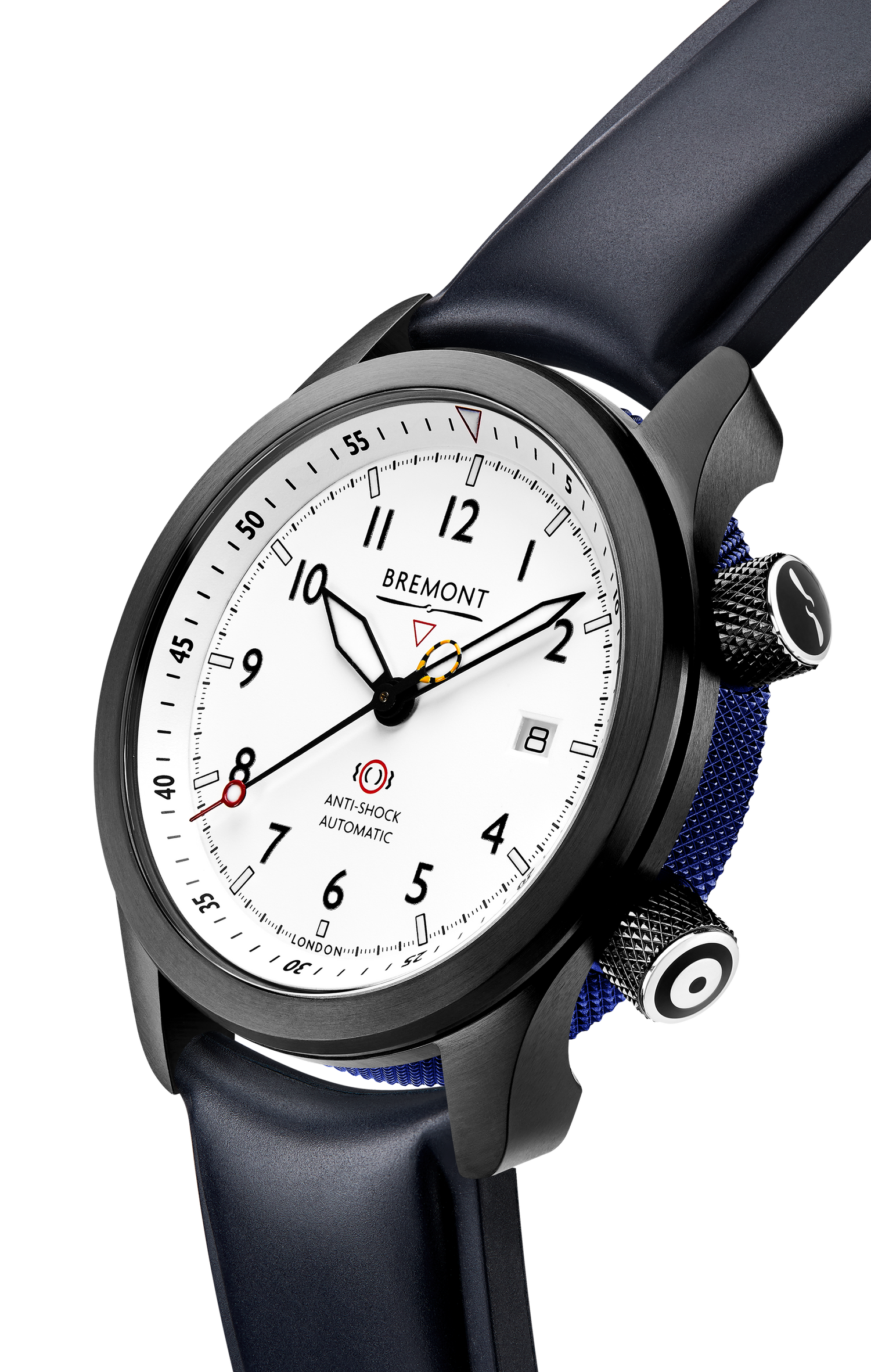 Bremont Watch Company Configurator MBII Custom DLC, White Dial with Dark Blue Barrel & Open Case Back