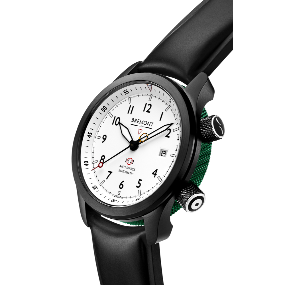 MBII Custom DLC, White Dial with Green Barrel & Closed Case Back