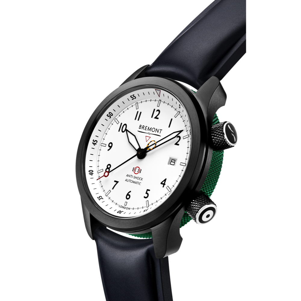 MBII Custom DLC, White Dial with Green Barrel & Closed Case Back