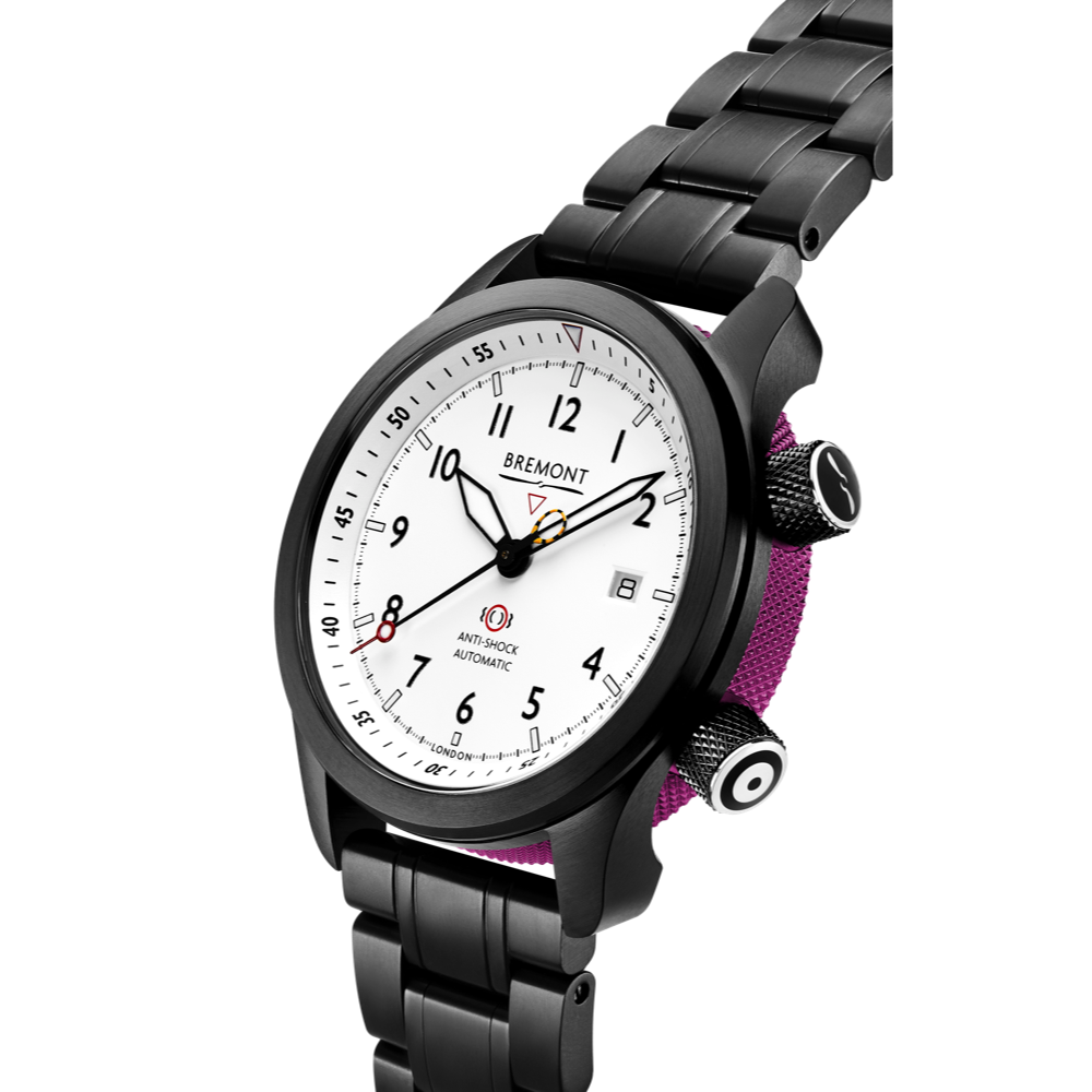 MBII Custom DLC, White Dial with Purple Barrel & Closed Case Back