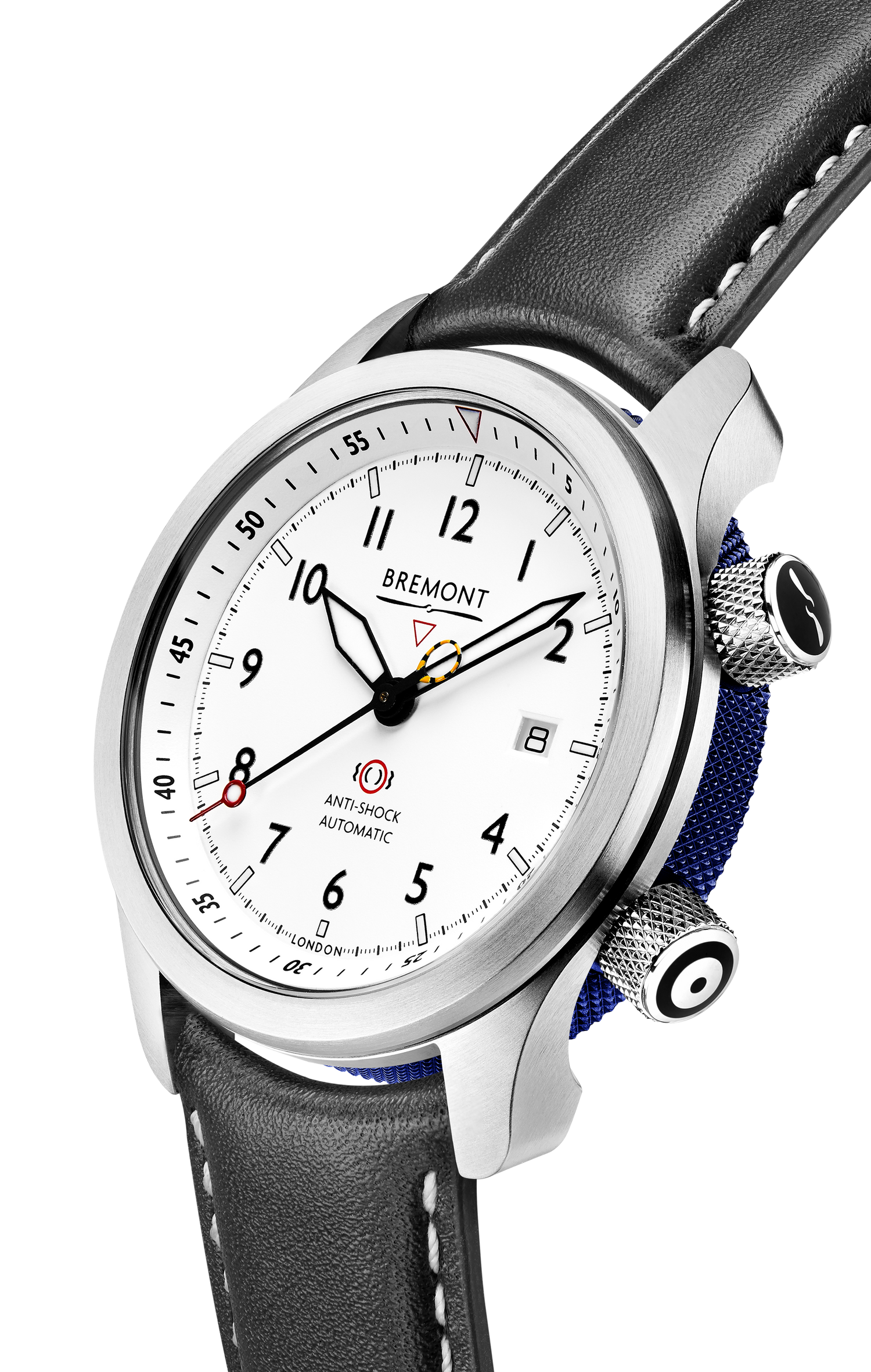 Bremont Watch Company Configurator MBII Custom Stainless Steel, White Dial with Dark Blue Barrel & Open Case Back