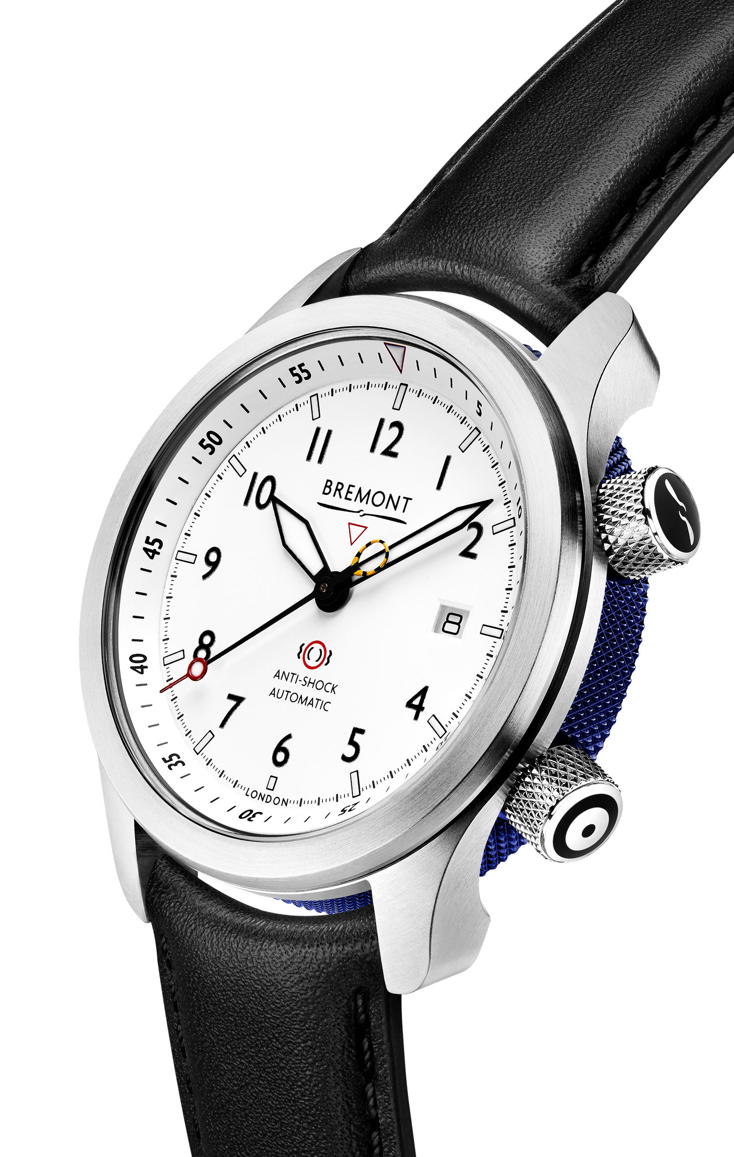 MBII Custom Stainless Steel, White Dial with Dark Blue Barrel & Closed Case Back