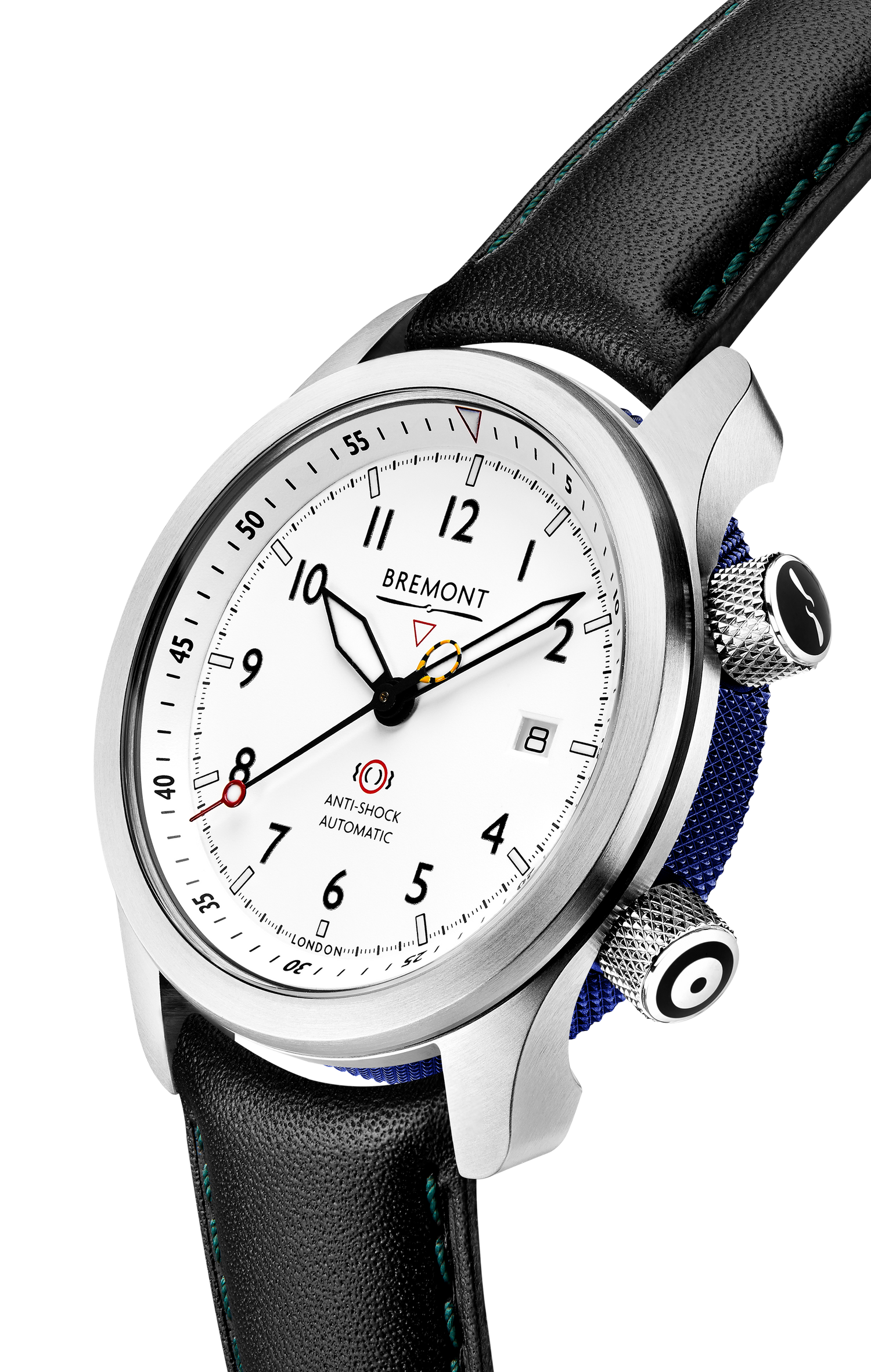 MBII Custom Stainless Steel, White Dial with Dark Blue Barrel & Closed Case Back