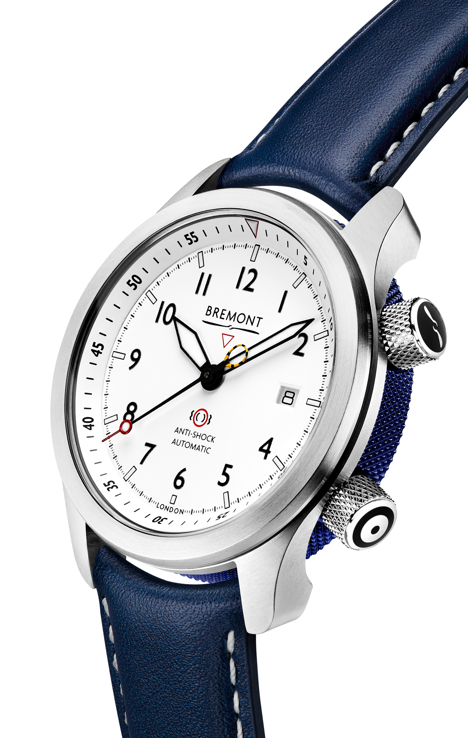 Bremont Watch Company Configurator MBII Custom Stainless Steel, White Dial with Dark Blue Barrel & Open Case Back